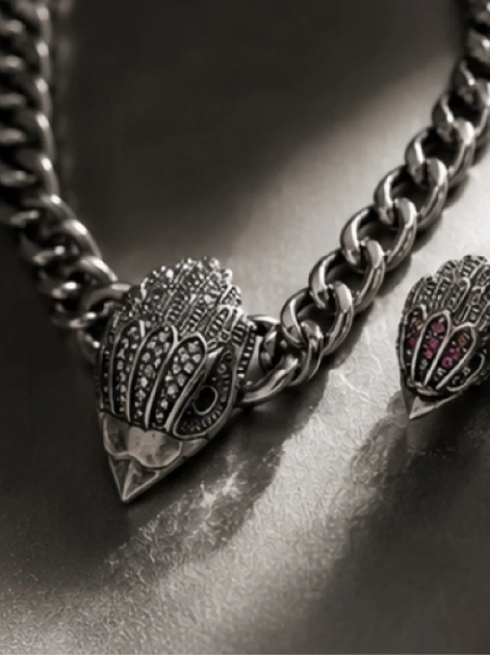Atelier Noir Chunky Chain Necklace with Ornate Pendant